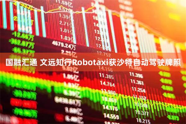 国融汇通 文远知行Robotaxi获沙特自动驾驶牌照